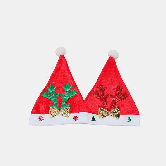 Two-piece antler Christmas hats with pompoms from Trendsi, featuring festive antler design and soft fabric.