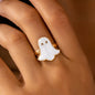 Halloween ghost 18K gold-plated ring featuring a cute ghost design, perfect for spooky season accessories.