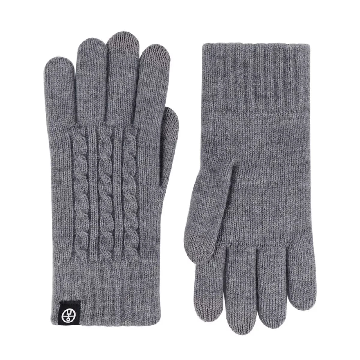 Cable knit touchscreen gloves by Trendsi, featuring a cozy cable knit pattern and fingertip touchscreen compatibility.