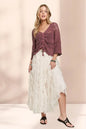 Beige ADORA elastic waist cloud fluffy maxi skirt by Trendsi, flowing and soft with a comfortable fit, full length and stylish design.