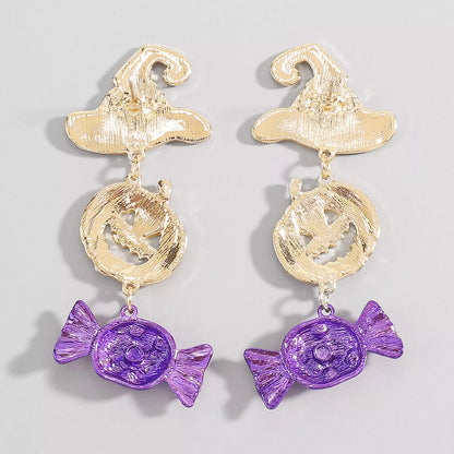 Halloween pumpkin earrings made of 18K gold-plated alloy with festive pumpkin design, perfect for seasonal accessories.