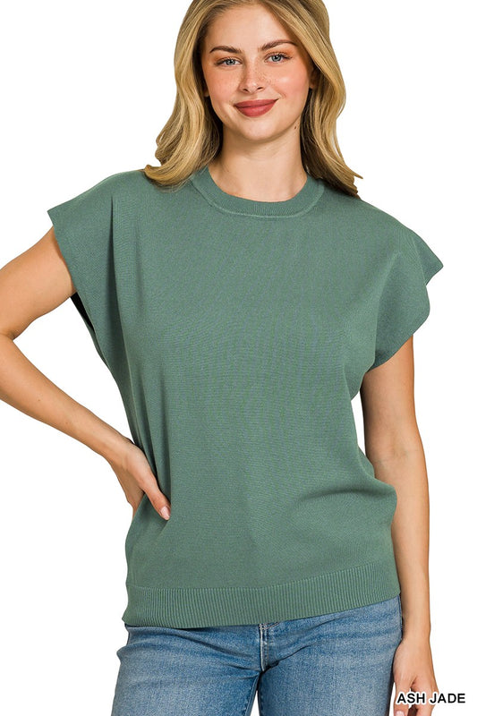 Viscose round-neck short sleeve sweater by Trendsi featuring a classic fit and smooth fabric in a versatile style.