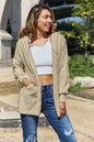 Full size Teddy hooded jacket with pockets from Trendsi, featuring a soft plush texture and a cozy, casual fit.