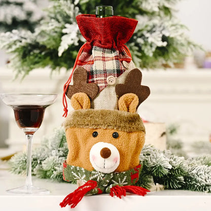 Christmas wine bottle cover by Trendsi featuring festive holiday design on a clear, decorative fabric for seasonal bottle wrapping.