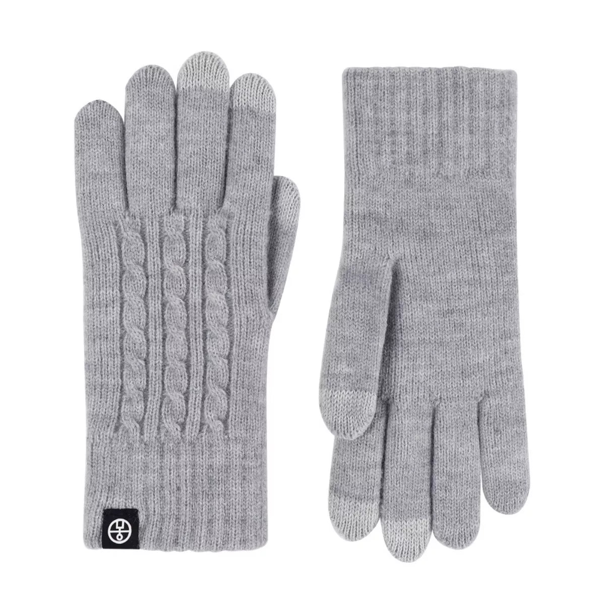 Trendsi cable knit touchscreen gloves with ribbed cuffs, soft knit fabric, designed for warmth and enabling device use