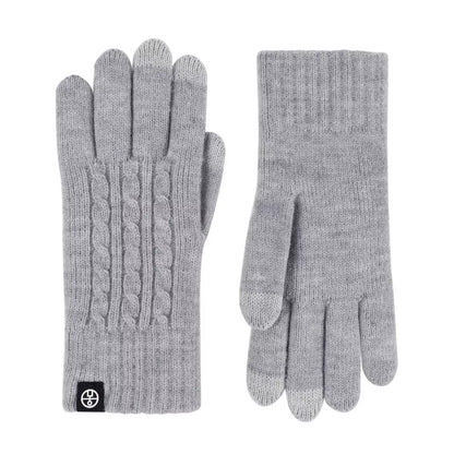 Trendsi cable knit touchscreen gloves with ribbed cuffs, soft knit fabric, designed for warmth and enabling device use