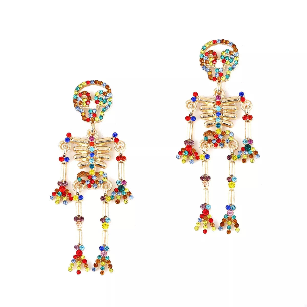 Halloween Skeleton Statement Earrings by Trendsi featuring spooky skeleton designs for festive accessories