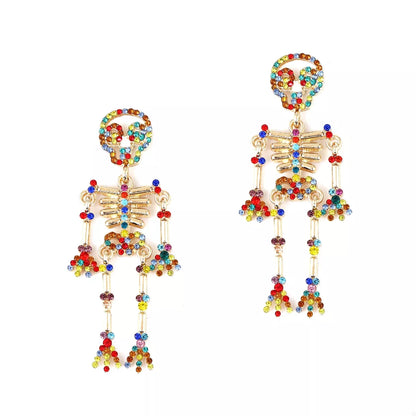 Halloween Skeleton Statement Earrings by Trendsi featuring spooky skeleton designs for festive accessories