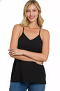 Zenana woven airflow adjustable strap V-neck cami with lightweight fabric and relaxed fit, perfect for casual wear.