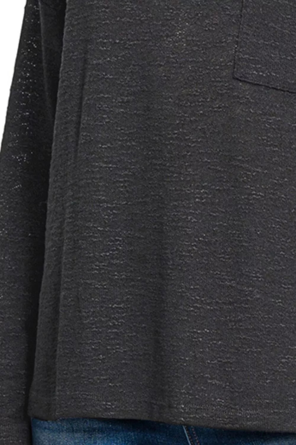 Zenana Slub Hacci long sleeve T-shirt in neutral fabric, featuring a relaxed fit and textured Hacci material for casual style.