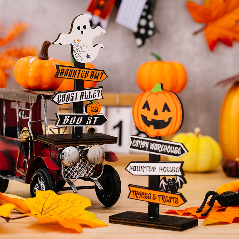 Two Halloween Element Decor Ornaments in black and orange with spooky designs, perfect for Halloween decorations.