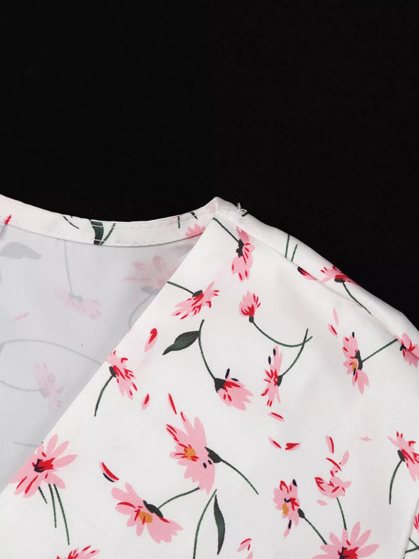 Dusty pink floral print midi dress with V-neck and flutter sleeves, stylish Trendsi women's summer dress.