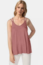 Trendsi Basic Bae bamboo camisole with scoop neck and double spaghetti straps, made from soft, breathable fabric, shown on a hanger.