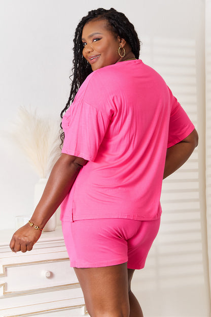 Soft rayon half sleeve top and shorts set by Trendsi, featuring a relaxed fit and comfortable casual style.