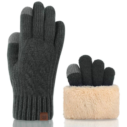 Warm touchscreen knit gloves by Trendsi featuring soft fabric and conductive fingertips for phone use in cold weather.