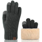 Warm touchscreen knit gloves by Trendsi featuring soft fabric and conductive fingertips for phone use in cold weather.