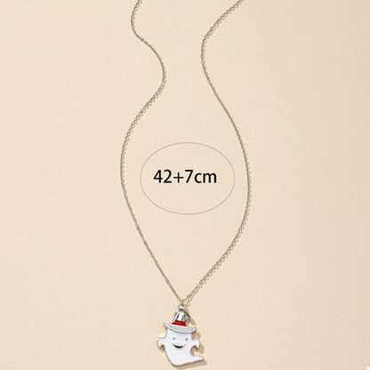 Cute ghost pendant necklace from Trendsi featuring a Halloween-themed ghost charm on a silver chain.