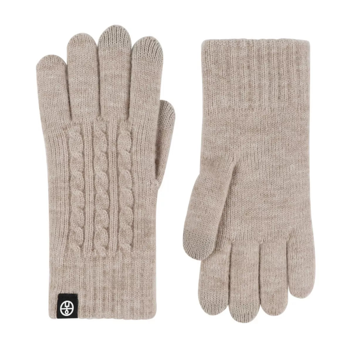Cable knit touchscreen gloves by Trendsi, featuring a cozy knit pattern and fingertip touchscreen compatibility.