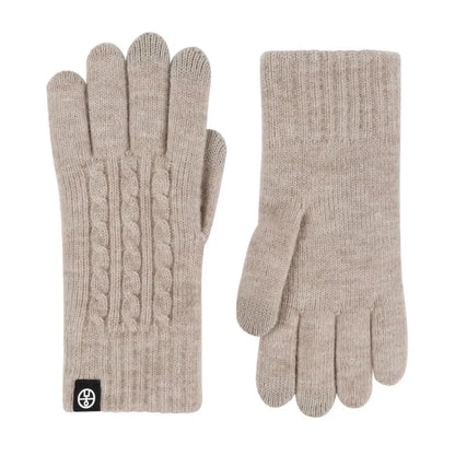 Cable knit touchscreen gloves by Trendsi, featuring a cozy knit pattern and fingertip touchscreen compatibility.