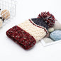 Contrast thermal hat with pompom by Trendsi featuring cozy knit fabric and a playful pompom on top.