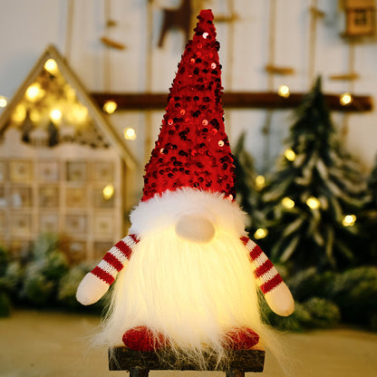 Sequin light-up faceless gnome with shiny sequins and LED lights, decorative holiday or garden ornament from Trendsi.