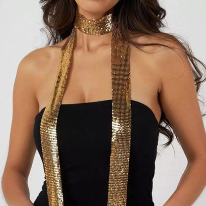Shimmery sequin glamour scarf from Trendsi featuring a sparkly, elegant design perfect for stylish accessories.