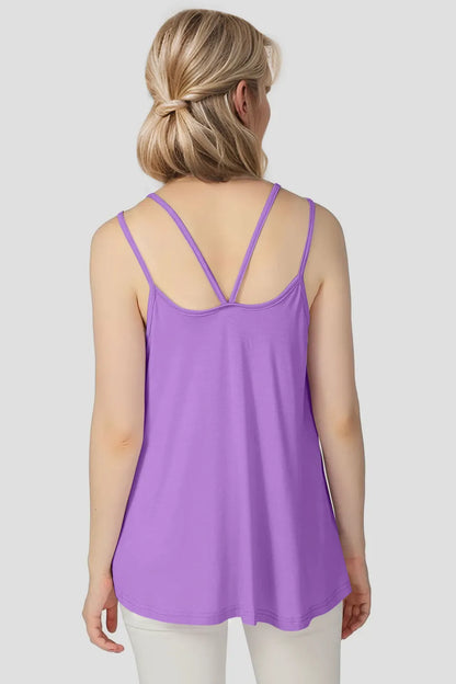 Basic Bae bamboo camisole with scoop neck and double spaghetti straps, made by Trendsi, featuring a soft, lightweight fabric.