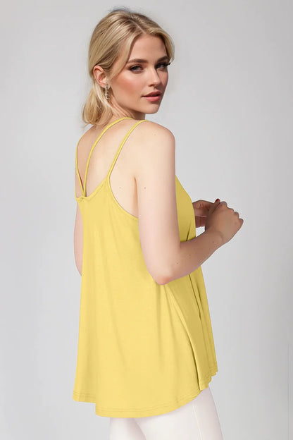 Basic Bae bamboo cami with scoop neck and double spaghetti straps, trendy and lightweight from Trendsi.