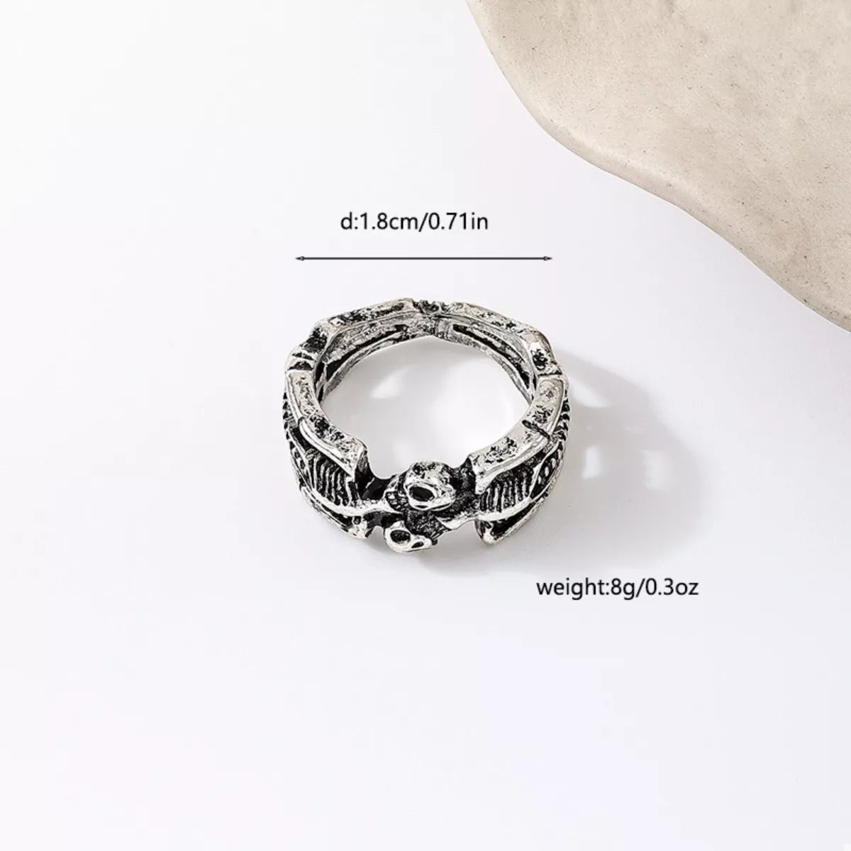 Halloween Skull Alloy Ring featuring a detailed skull design, ideal for spooky accessories and gothic jewelry styles.