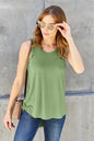 Basic Bae Bamboo full-size round neck tank top by Trendsi, light green color, made from soft bamboo fabric, front view.