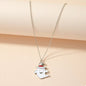 Cute ghost pendant necklace with Halloween design, featuring a silver chain and adorable ghost charm by Trendsi.