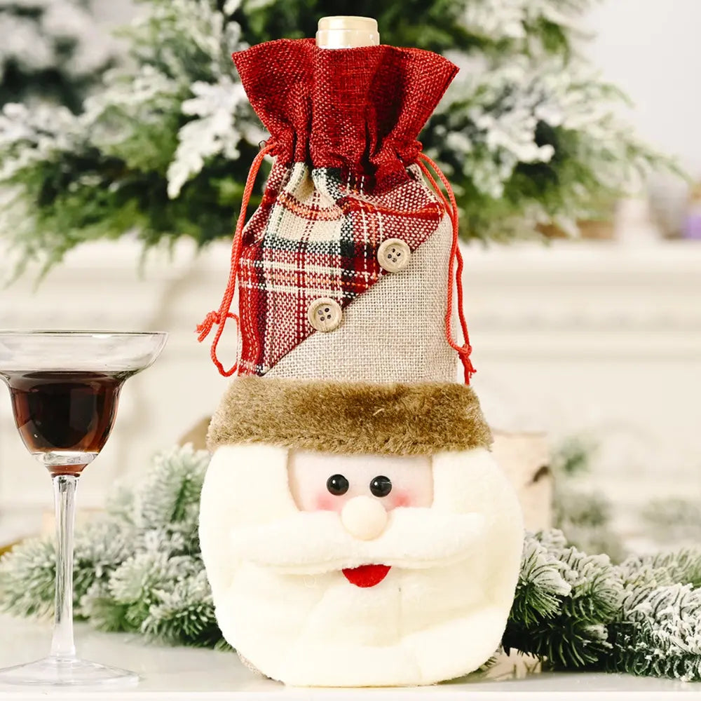 Festive Christmas wine bottle cover with holiday design, made by Trendsi, perfect for decorating wine bottles during the holiday season.