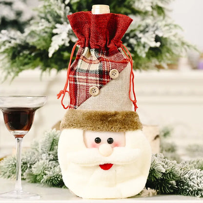 Festive Christmas wine bottle cover with holiday design, made by Trendsi, perfect for decorating wine bottles during the holiday season.