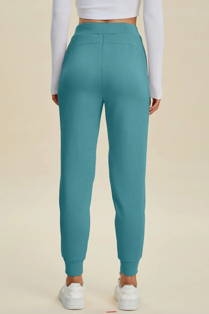 Basic Bae full size air scuba joggers by Trendsi with high waist and drawstring, shown in a relaxed fit style.