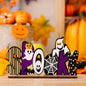 Halloween wooden decorative tabletop ornament featuring spooky design, perfect for seasonal home decor from Trendsi.