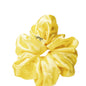 Organic silk oversized scrunchie in sunshine yellow by LINA LENNOX, soft and silky hair accessory with a bright, cheerful color.