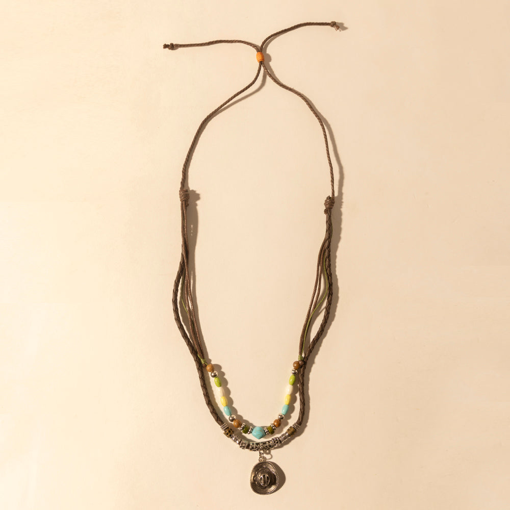 Myra USA Santa Rosa beaded drawstring necklace for women with beads and concho detail, perfect for western wear.
