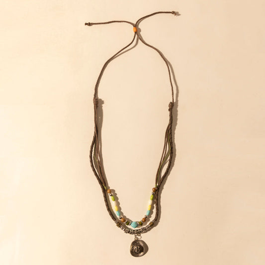 Myra USA Santa Rosa beaded drawstring necklace for women with beads and concho detail, perfect for western wear.