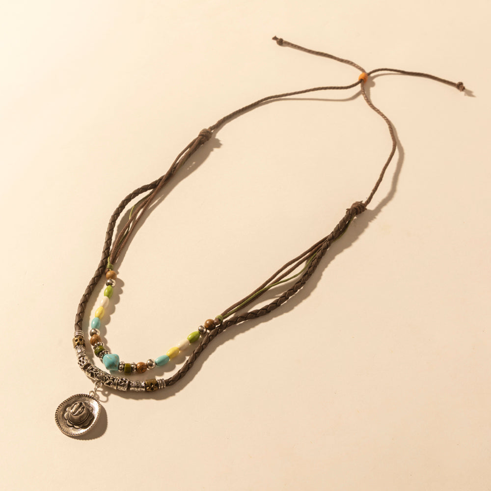 Myra USA Santa Rosa beaded drawstring necklace for women with colorful beads and concho detail, ideal for western wear.