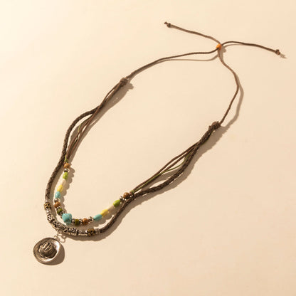 Myra USA Santa Rosa beaded drawstring necklace for women with colorful beads and concho detail, ideal for western wear.