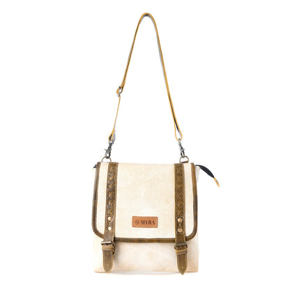 Myra USA Up-Cycled Canvas Bag, Creme Myra Boss Hide Western Concealed Carry Bag for Women with leather accents