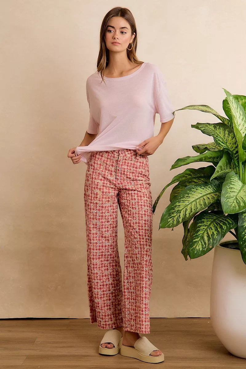 Pale lavender BiBi solid jersey relaxed fit short sleeve top with a front pocket, casual and comfortable for everyday wear.