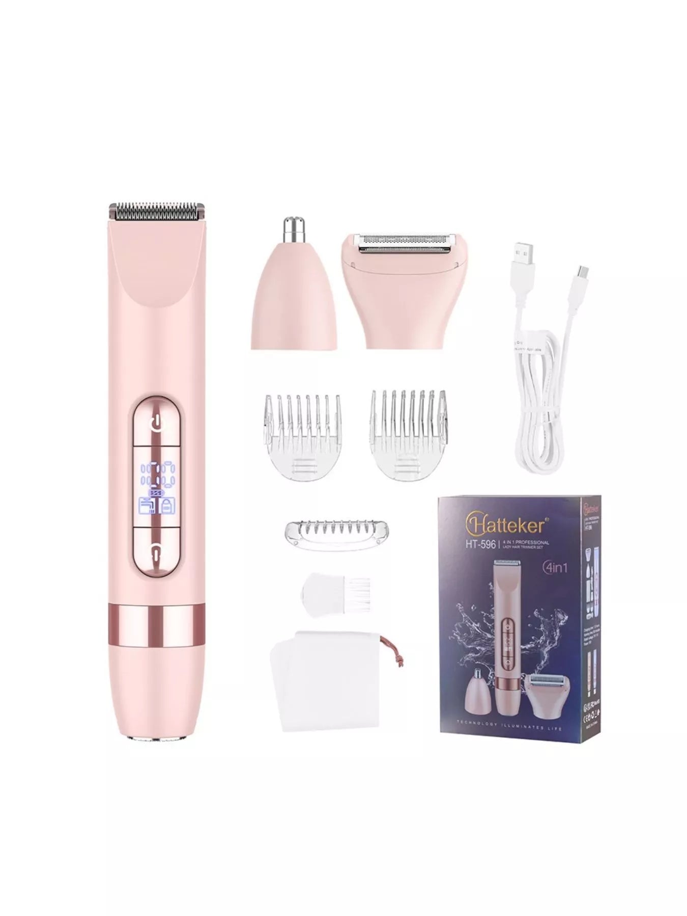 Pink 4-in-1 multifunctional painless hair removal device by Trendsi, designed for smooth, hair-free skin.