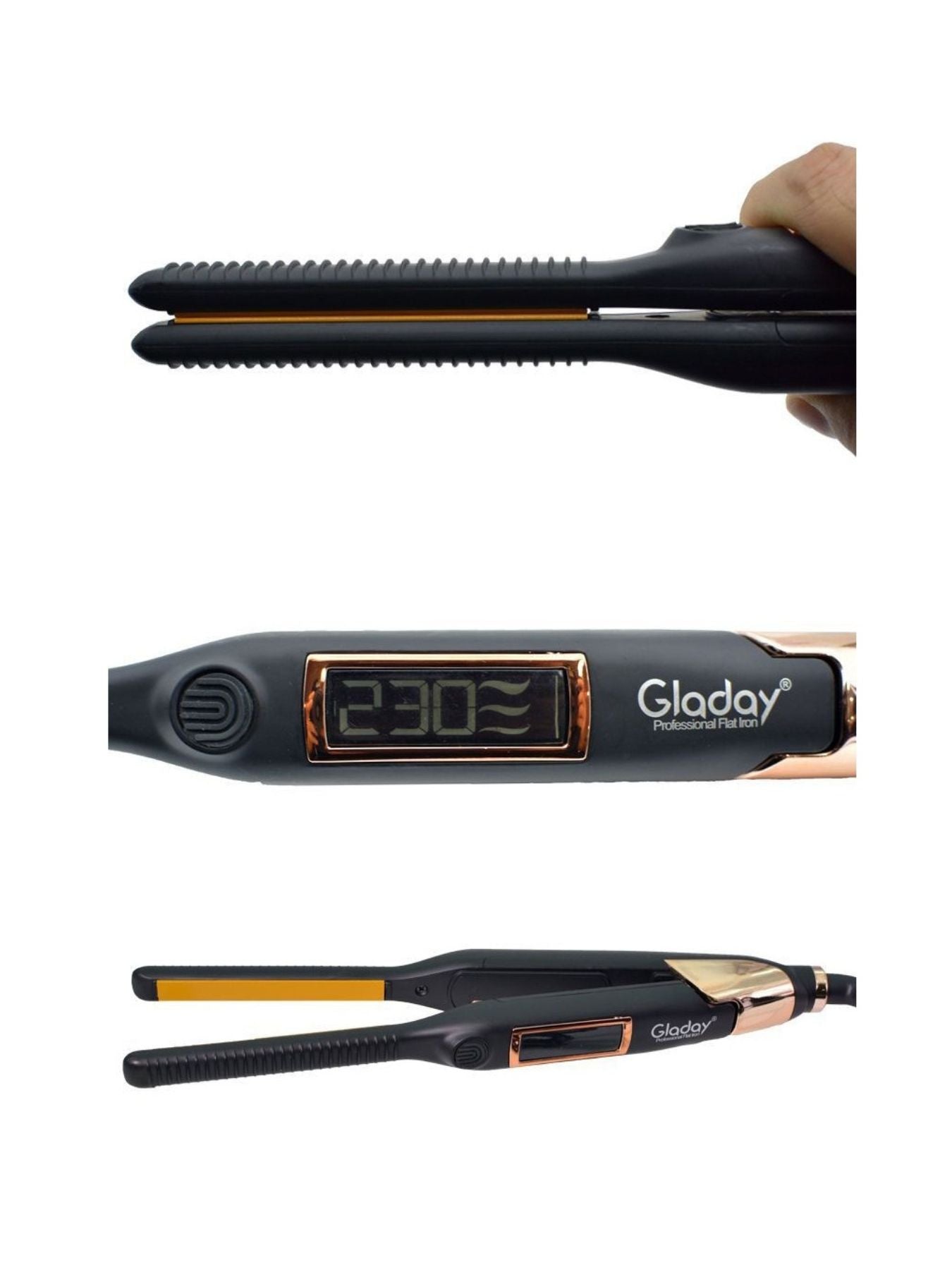 Trendsi adjustable temperature hair straightener with 13mm plates, European plug, sleek design for styled straight hair.