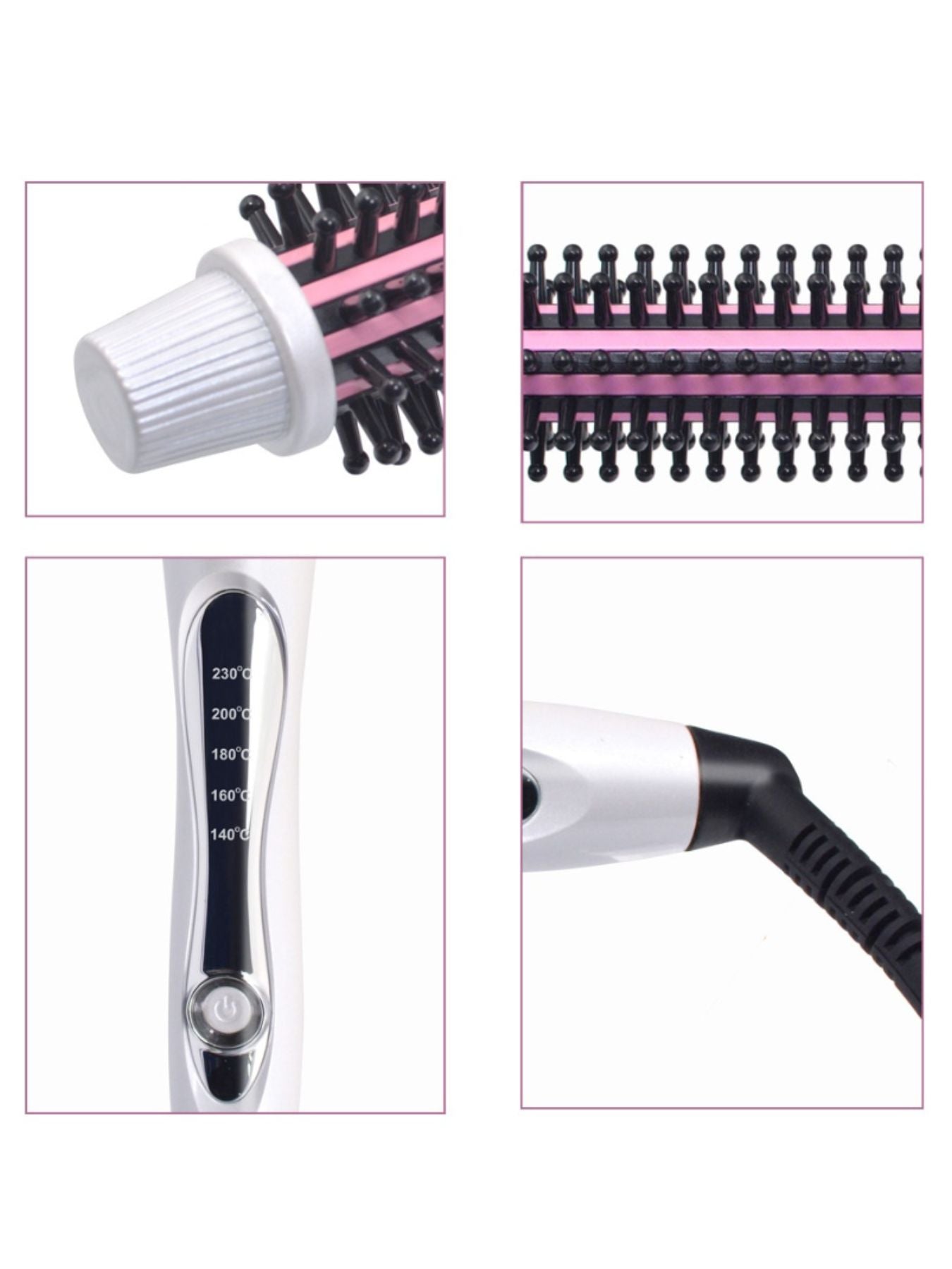Trendsi rotating hot air brush with 14mm barrel, European plug, showcasing styled hair and rotating barrel for salon-quality results.