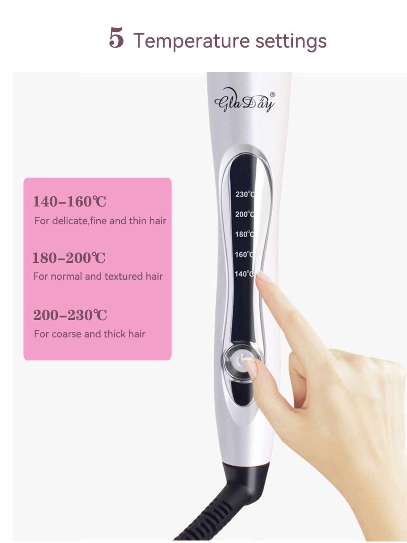 Trendsi rotating hot air brush with 14mm barrel, European plug, designed for versatile styling and hair drying.