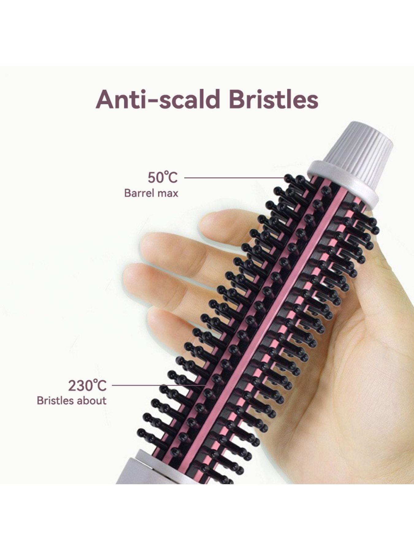 Trendsi 14mm European plug rotating hot air brush with ergonomic handle and rotating barrel for styling and drying hair.