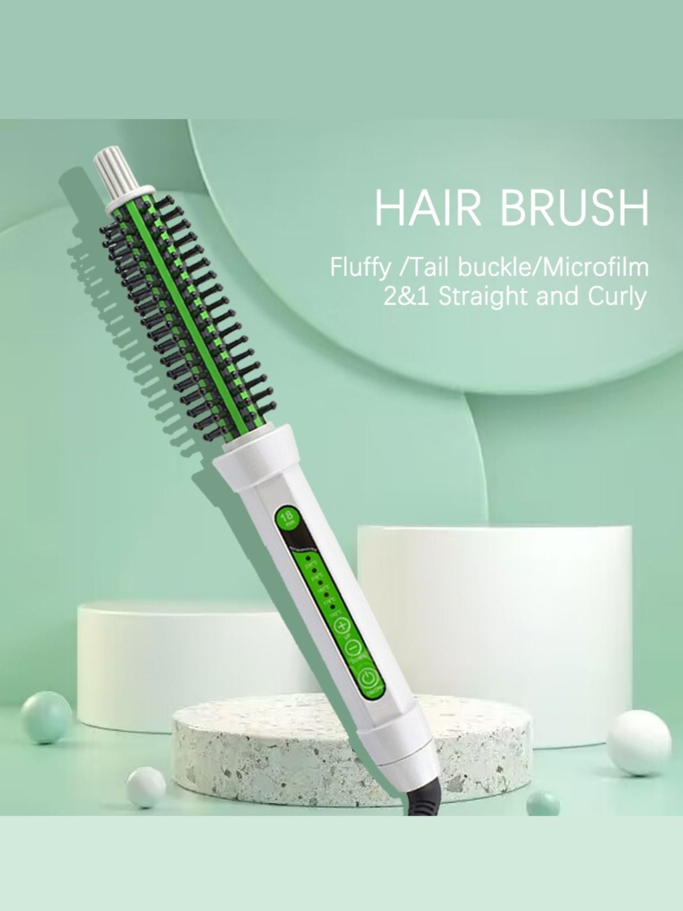 Trendsi 2-in-1 straight and curly hot air brush with 18mm barrel, North American plug, for versatile styling.