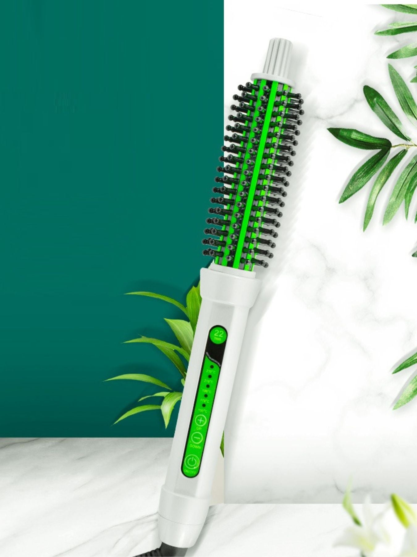 Trendsi 2-in-1 hot air brush with straight and curly styling options, featuring a North American plug and 18mm barrel.