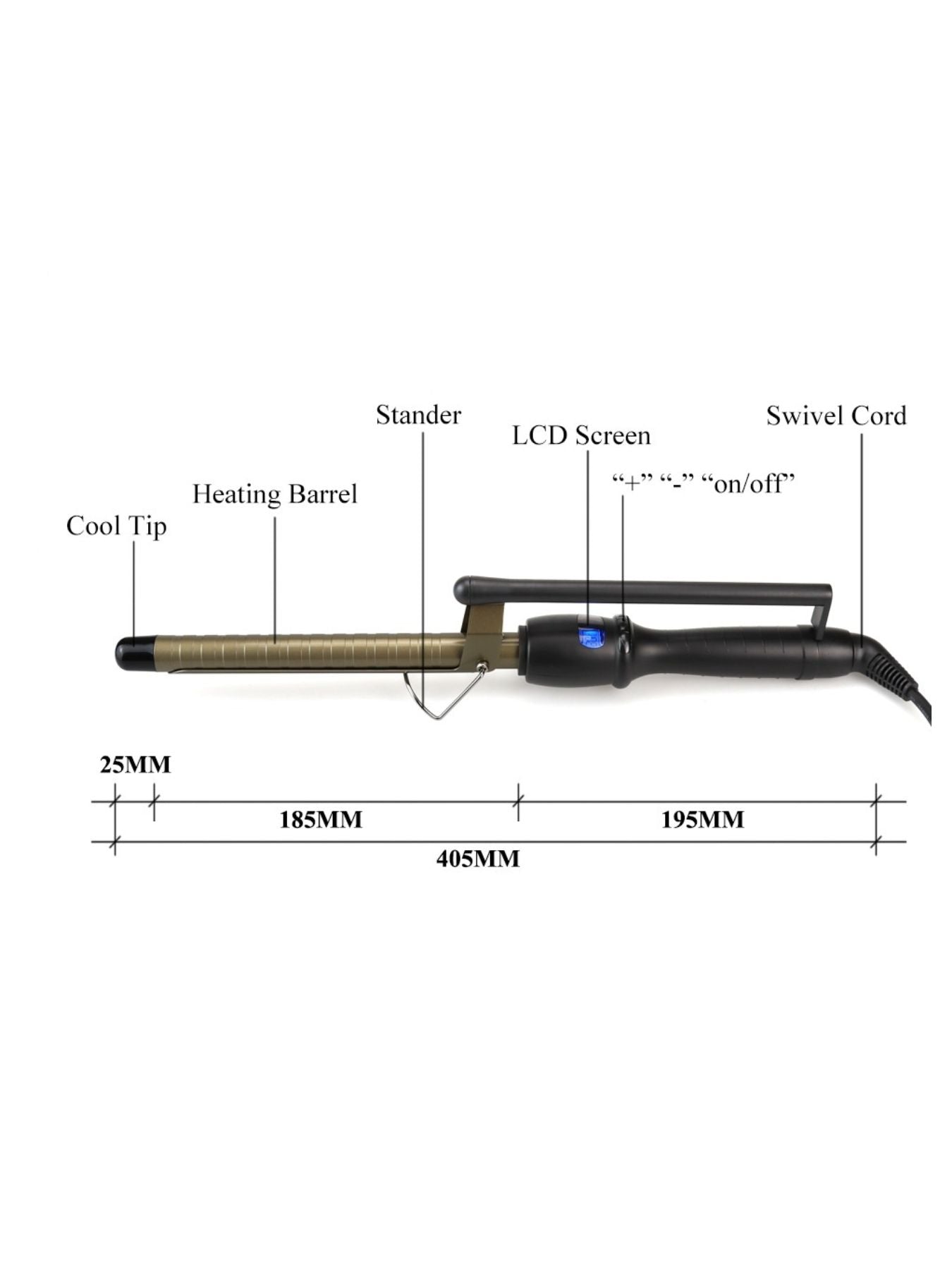 Trendsi 19mm ceramic coating barrel curling iron with North American plug, showcasing its sleek design and curling barrel.